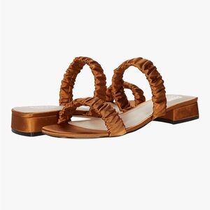 Faryl by Farylrobin Bronze Satin 2 Strap Sandals size 8 Medium Width